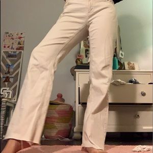 white boot cut mid rise jeans